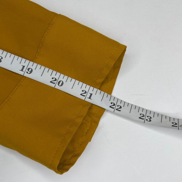 Express Portofino Mustard Long Sleeves Button Up Roll-Tab Sleeve Shirt Blouse M - Picture 7 of 9
